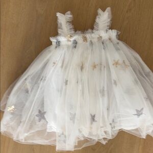 White Tulle Dress with Star Accents